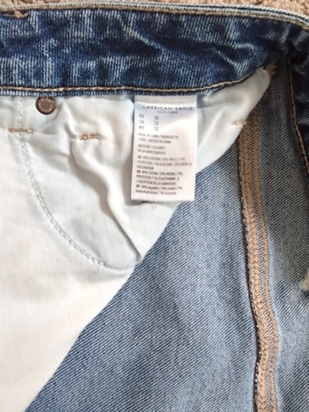 American Eagle Outfitters Blue Distressed Cuffed Denim Shorts - Picture 3 of 5